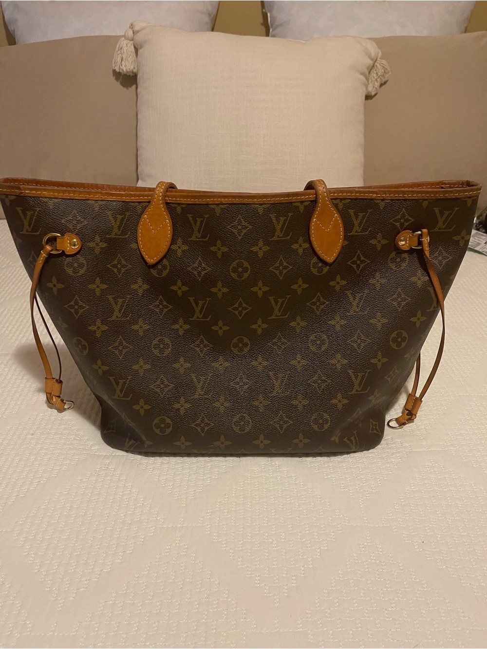 Louis Vuitton Monogram Canvas Tote in Brown and Tan Leather Trim